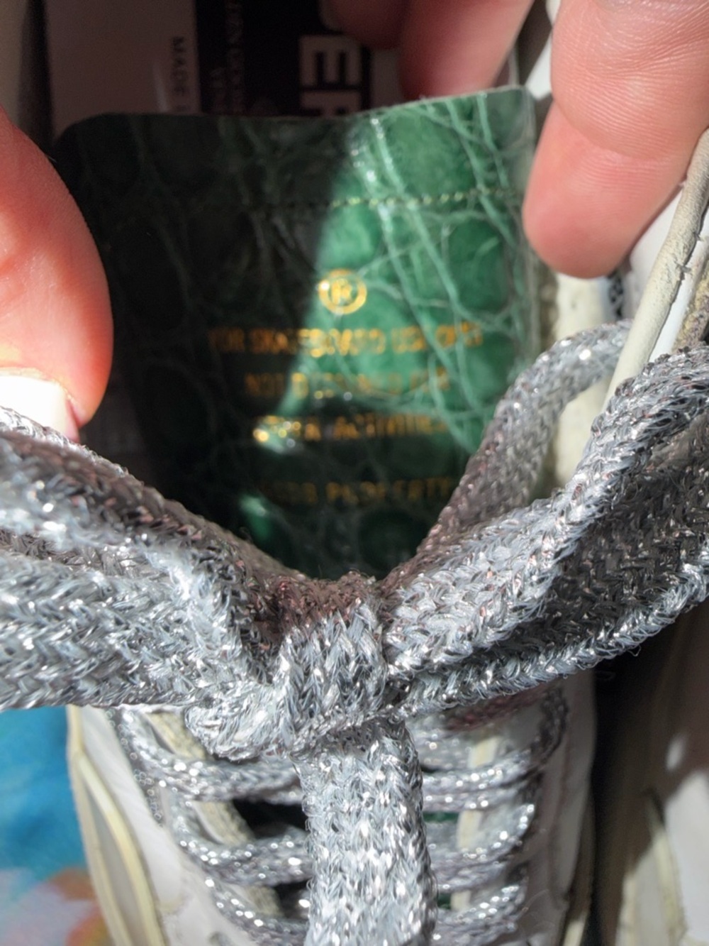 Golden Goose Swarovski Crystal and Green Crocodile Superstar Sneaker Tennis Shoe - Picture 9 of 13